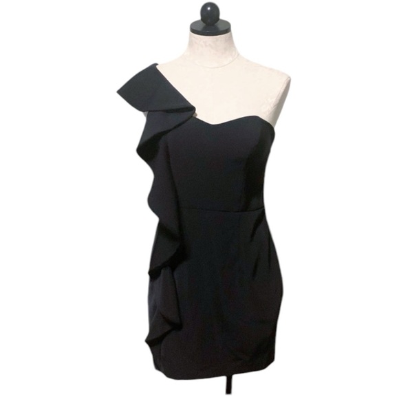 Laundry by Shelli Segal Black One Shoulder Dress 4 - Picture 2 of 10